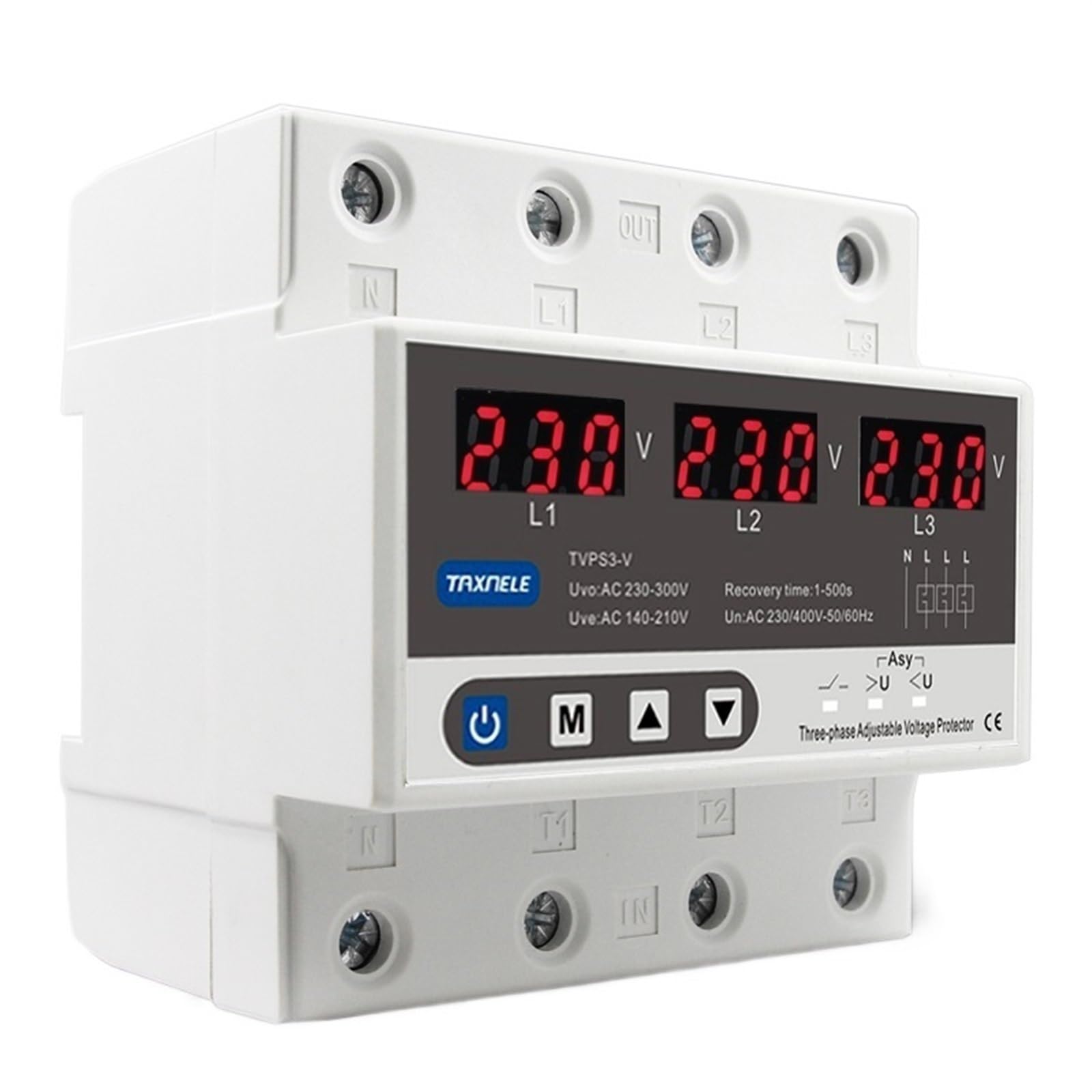 Protettore Di Tensione AC 400V 63A - Con Relè Per Sovra/Sottotensione | Montaggio Su Guida DIN - Foto 5