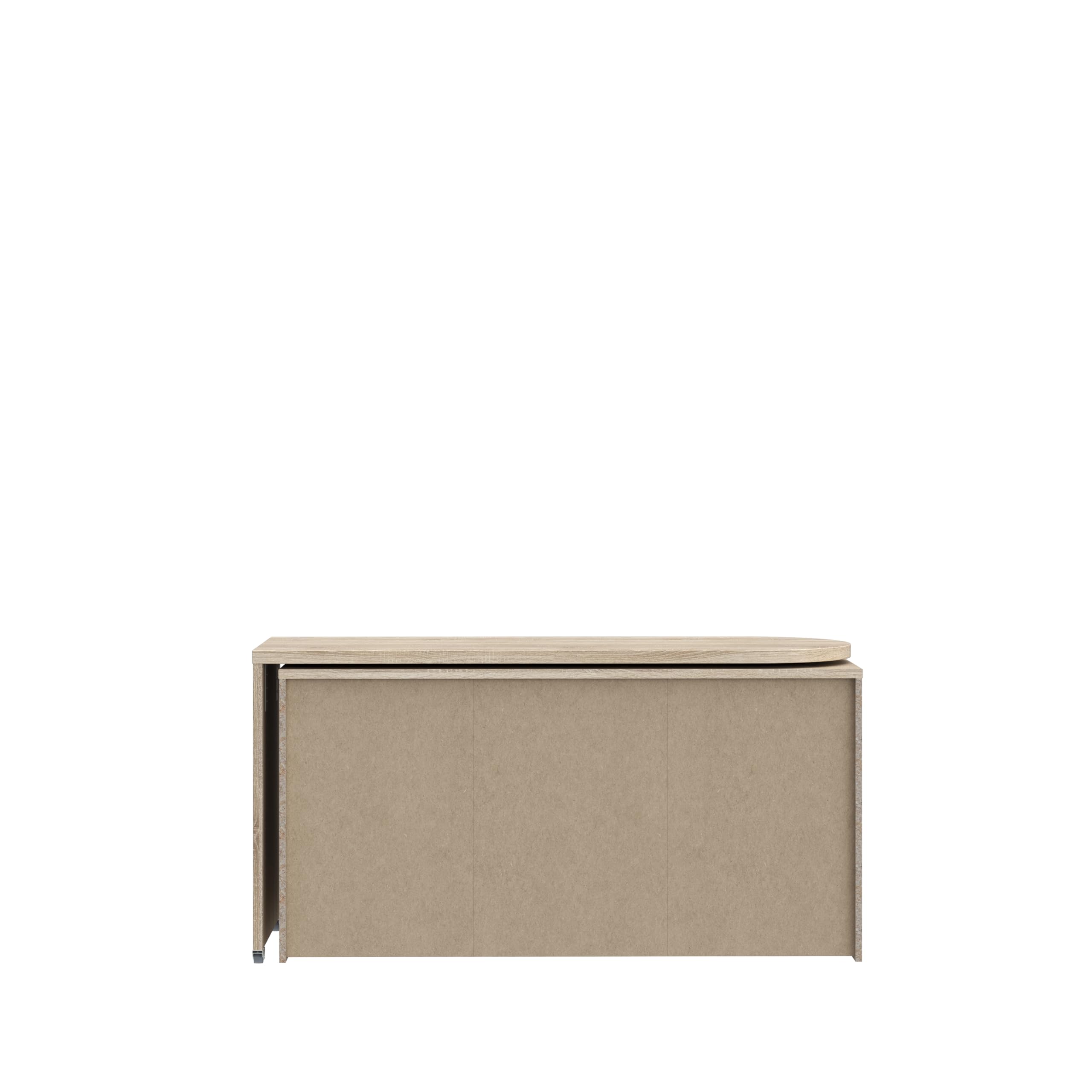 Forte ALIKLIA Schreibtisch 140 150, moderner Schreibtisch mit 1 Schublade und 1 Tür, Computertisch, Home Office, Holzwerkstoff, Weiß/Sonoma Eiche Holzdekor, 144 cm breit x 74,1 cm hoch x 50 cm tief