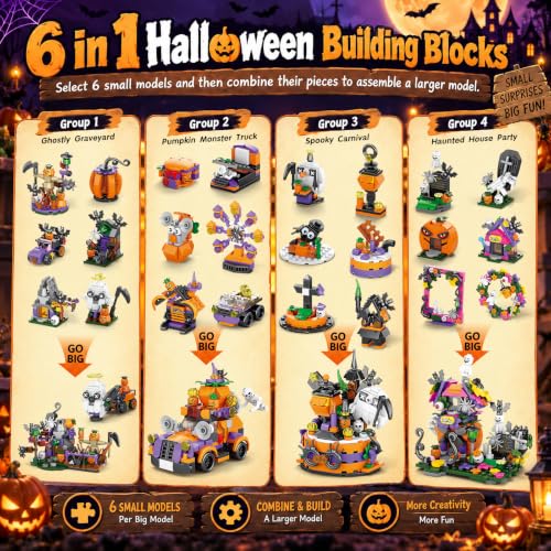 Halloween Advent Calendar for Adult Kids with 6 in 1 Building Blocks - image 4
