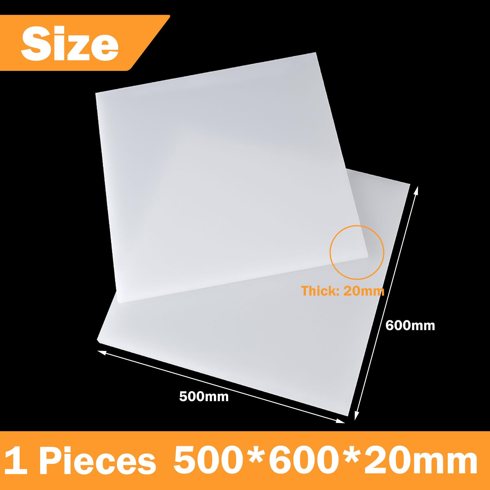 PA66 Nylon Platte 500x600mm – 2–20mm stark – Industriequalität für Zuschnitt, Maschinenbau, Modellbau & Reparatur,20mm