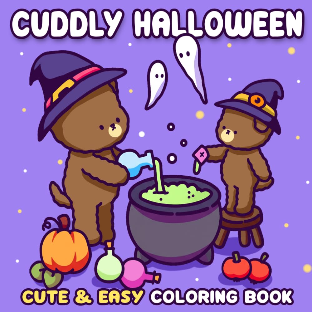 Cuddly Halloween Coloring Book: Cute Spooky Animal Coloring Pages with Fuzzy Friends, Magical Scenes, Hygge Autumn Vibes, and Cozy Relaxation