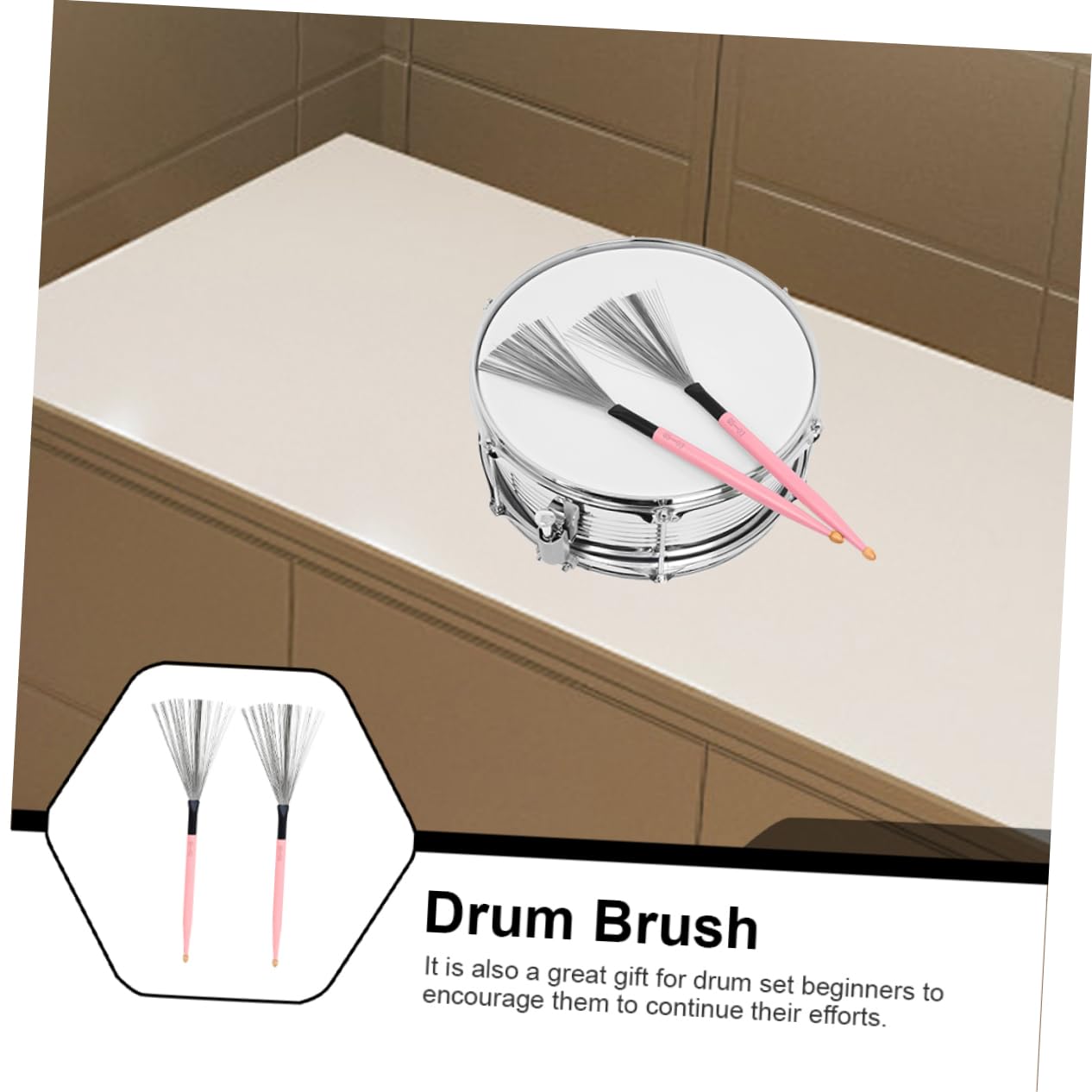 Totority Drum Brushes Brush Maple Wood Handle Drum Stick for Jazz Drummers Bands