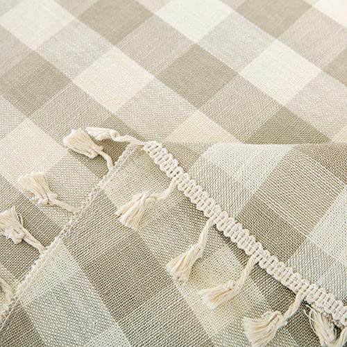 Farmhouse Small Square Tablecloth Grey Rustic Checkered Table Cloth Lattice Buffalo Plaid Linen Tablecloth End Table Covers With Tassel For Kitchen Dining Table Decorations And Picnic 36X36 Inch #TOP5