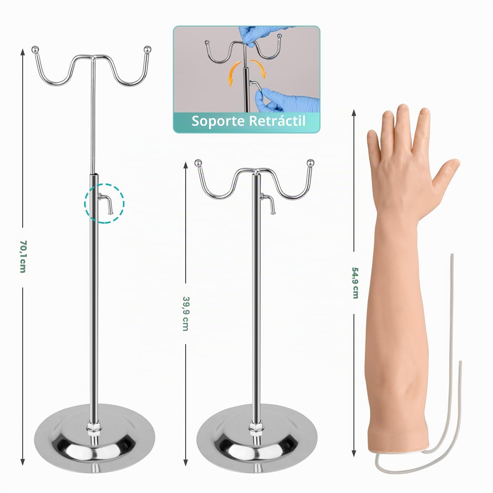 Kit de Brazo de Práctica Intravenosa con 30 Puntos de Inyección para Estudiantes de Enfermería, Kit de Práctica de Flebotomía sin Látex con Rstuche Portátil (Solo para uso Educativo)