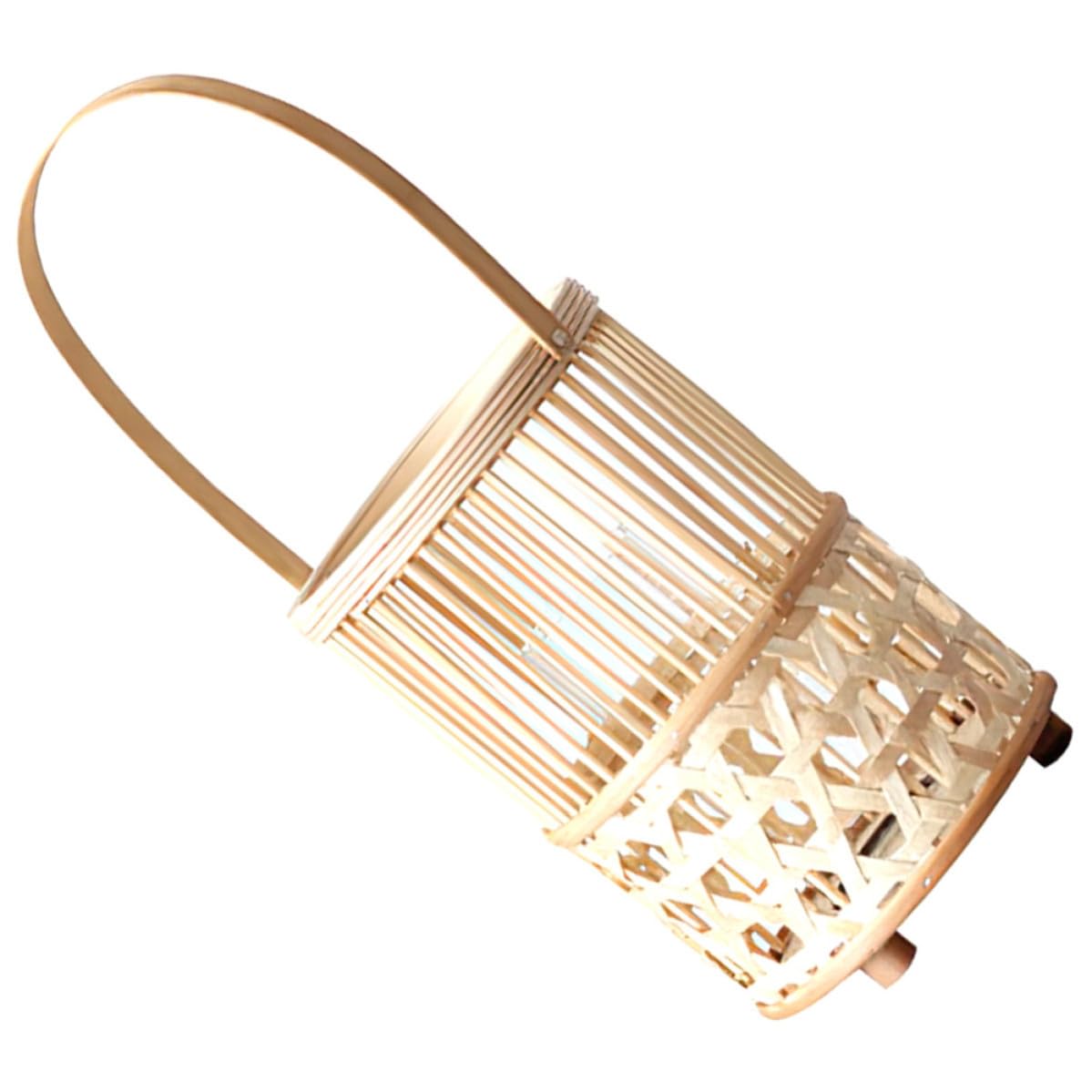 Bambusgeflecht Windlicht Dekorative Laterne und Glas Khaki | Tragbar, für Kerzenlicht Dinner und Party, Elegant Retro Chic