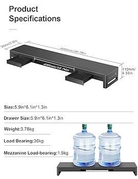 Meatantyデュアル モニター台 引き出し　充電モジュール&USBポート付き Amazon.co.jp: Meatanty デュアル モニター台 引き出し pc