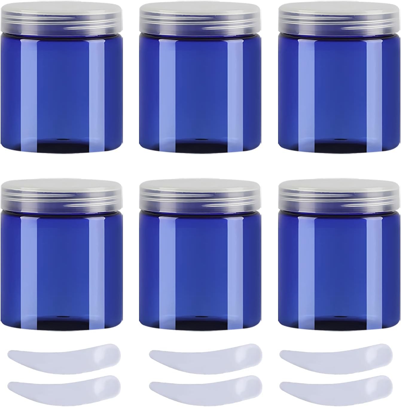 FLYIODFCXV cosmetic jar, Pack of 6,Plastic Cream Jars Cosmetic Pots with Clear Lids Containers for Toiletries(Blue,200ml)