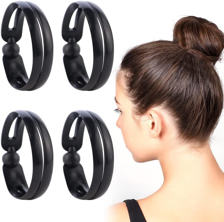 Hair Bun Maker, (8 Pcs) Magic Hair Twist Donut Hair Bun Maker Ring Style Bun Ponytails Tool Hair Accessories Dish Headbands French Twist Hair Curler Magic Hair Styling Bun Shaper DIY Hair Bun(Black)