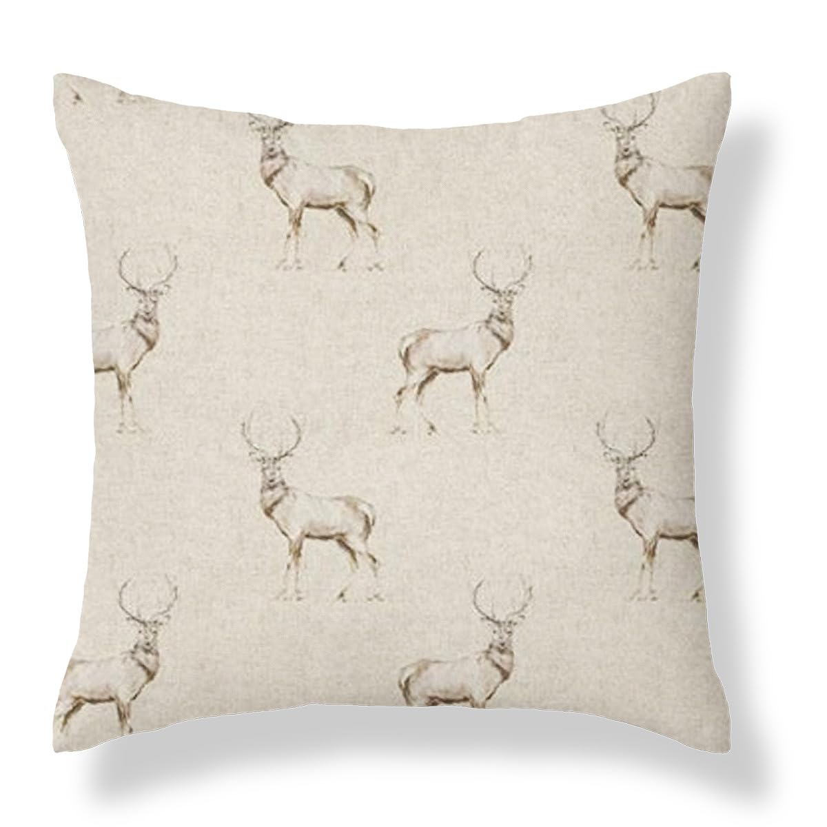 Harrison Cropper Glencoe Stag Animal Cushion Cover (16x16, Cream Envelope Back)