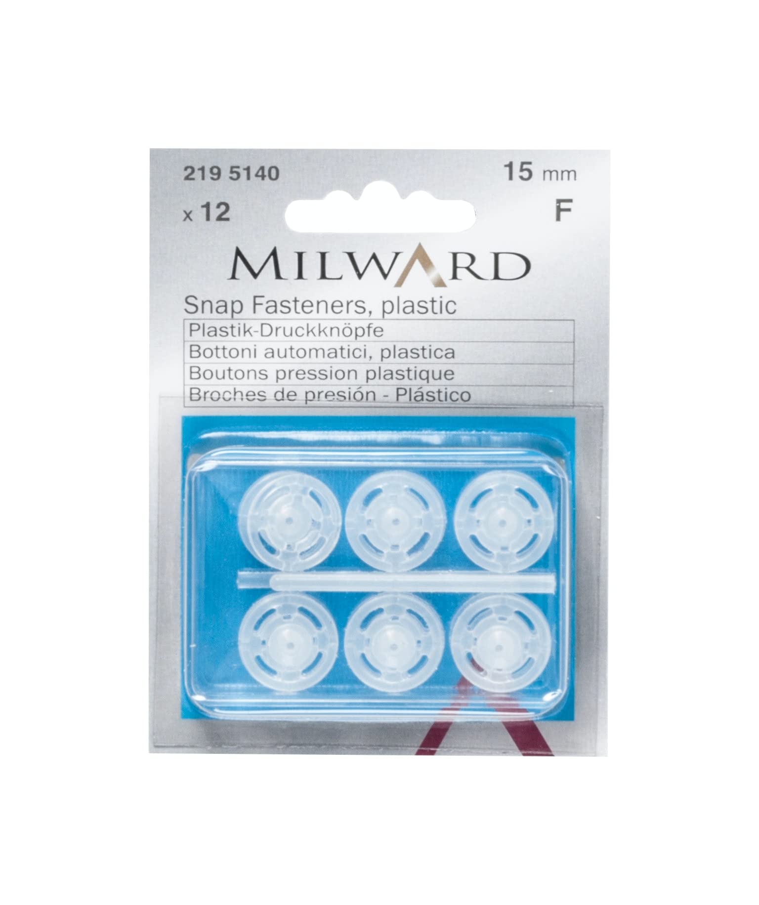 Plastic Snap Fasteners, Transparent, 15mm,12 Pieces