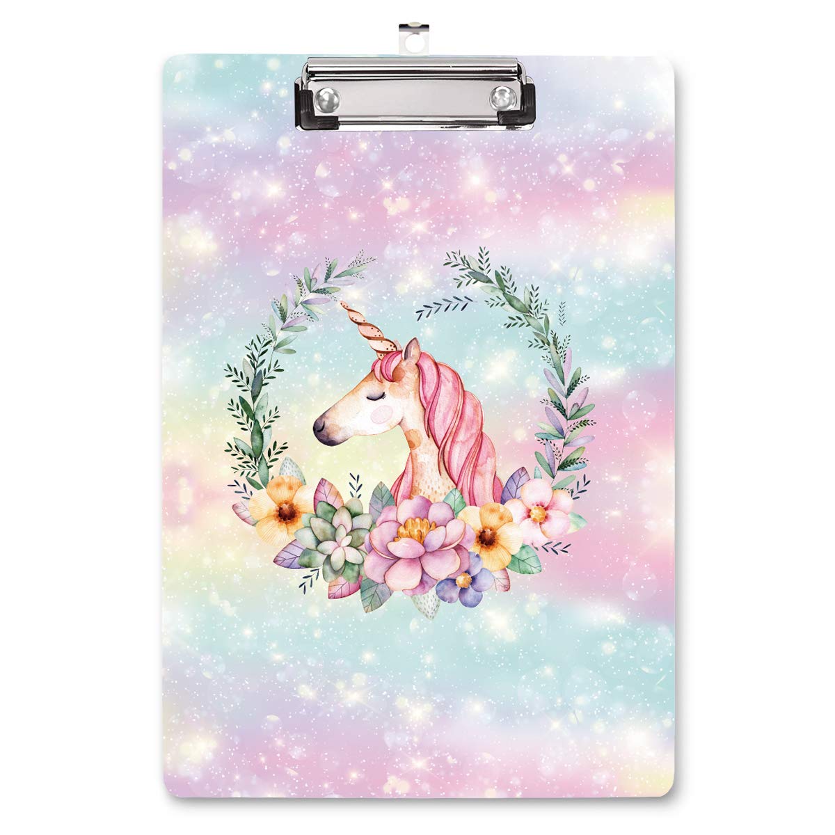 WAVEYU Cute Clipboard Hardboard for Kids Teens, Decorative Pink Clipboard with Low Profile Clip Chic Designed for Students Classroom School and Office Use, Cute(12.5"x9")