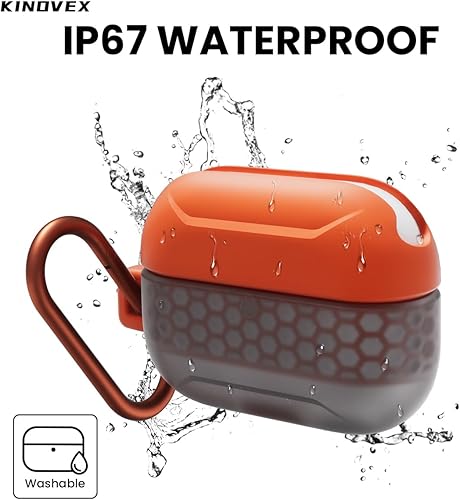 Miniatura 4 de Funda impermeable para AirPods Pro y AirPods Pro 2 compatible con carga inalámbrica y USB-C, diseño de una pieza, funda de protección contra caídas
