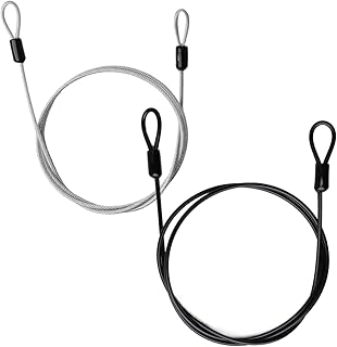 Outdoor Travel Security Cable Lock 2-Pack (3mm×100cm/3.3ft) – Cut-Resistant Braided Steel Bike Lock with Double Loops, Ant...
