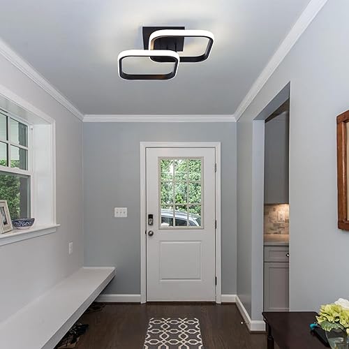 Miniatura 7 de CANEOE Lámpara de techo LED, 4500 K, moderna lámpara de pasillo, iluminación de techo, cuadrado negro, cerca de techo, para baño, dormitorio,