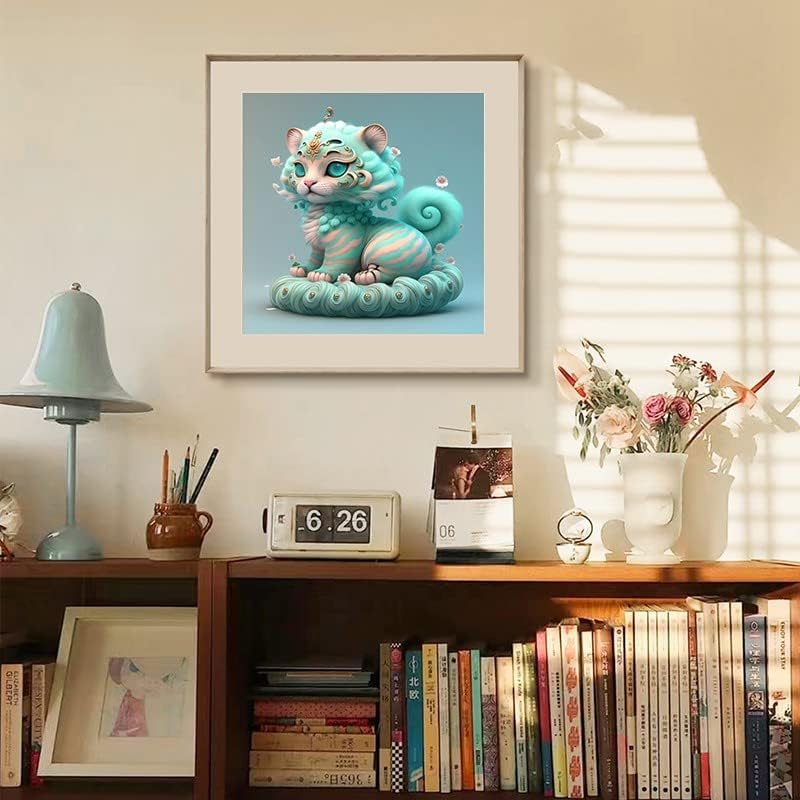 Miniatura 5 de Kits de pintura de diamantes 5D, tigre verde, bricolaje, diamante redondo completo, pintura de diamante para adultos, kit de pintura con accesorios