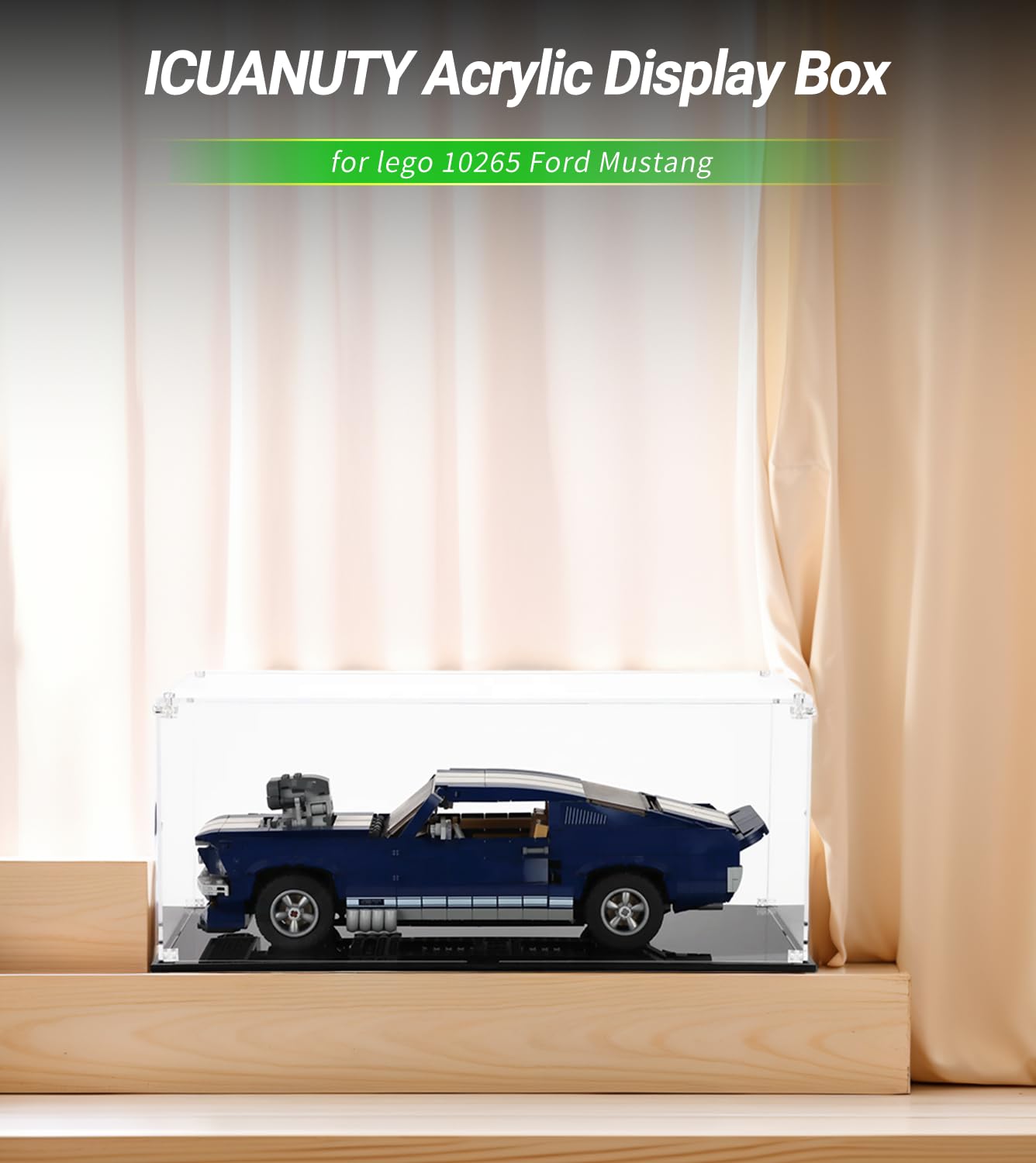 Acryl Vitrine für Lego 10265 Ford Mustang,Staubdichte Lagerung Vitrine für Lego 10265 Spielzeugauto, Lego-Liebhaber (Nur Vitrine), Size:45x20x15 cm