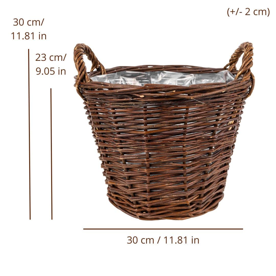 Creative Home Pot de Fleurs en Osier Foncé | Hauteur 30 cm