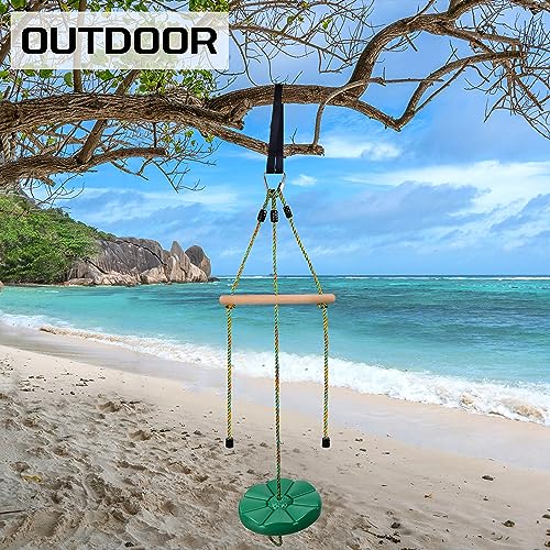 Swing for Kids Disc Swing Tree Swing Set Accessories Rope Swing Adjustable Swing Set with Monkey Bars 1 Carabiner 2 Added Hanging Straps, 3 in 1 Heavy Duty Swingset for Zipline Outdoor Backyard - Thumbnail 6