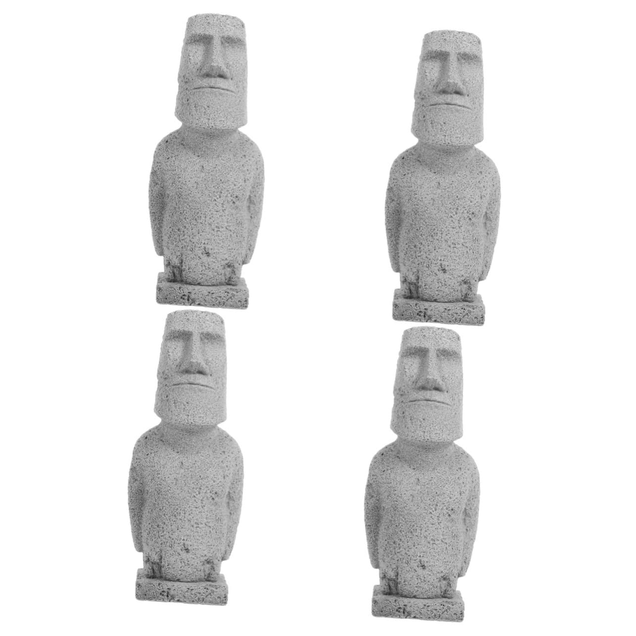 Mobestech 4 Pièces Statue Moai Simulée Décorations D'aquarium Pâques Pierre Décoration D'aquarium Sculpture Ornements Statue De Moai Moaï Grès Grey