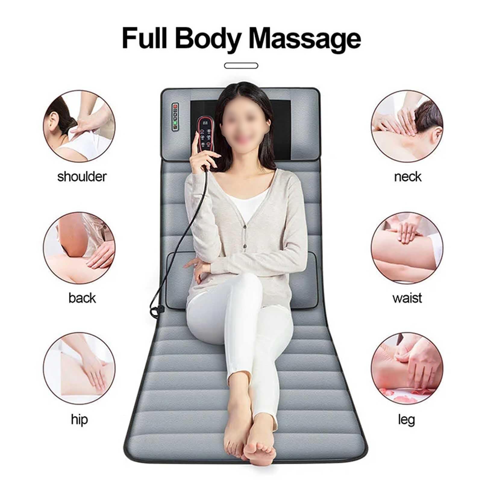 Surmatelas De Massage Vibrant À 10 Points De Vibration | Tapis de massage pour le corps entier avec coussins réglables et zones chauffantes; appareil de massage complet