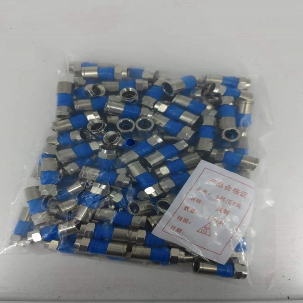 Lot de 100 câbles TV britanniques étanches 75-5 RG6 extrudé F - Connecteur universel B blindé 24