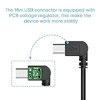 Vista 2 de Cable de alimentación para cámara de salpicadero, cable de carga mini USB de 11.5 pies de largo para Garmin Nuvi GPS Mirror Cam, USB a Mini USB