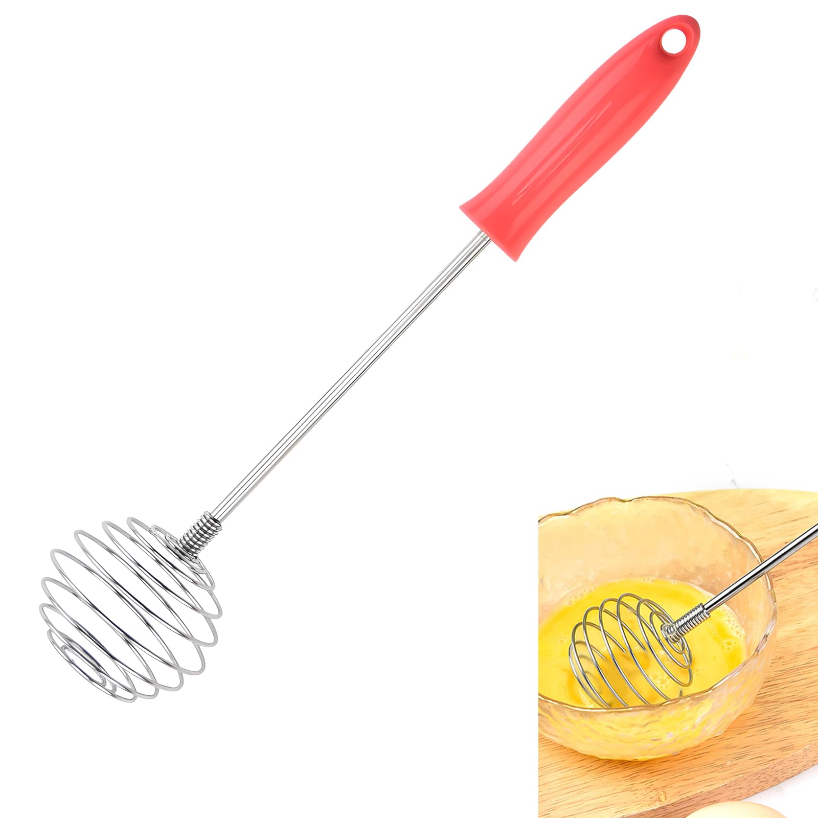 Stainless Steel Balloon Whisk, 11" Egg Frother, perfect for fluffy eggs, Milk frother, Whisking, Egg Beating, Stirring, Essential kitchen whisk, And Ergonomic Grip Manual Whisk