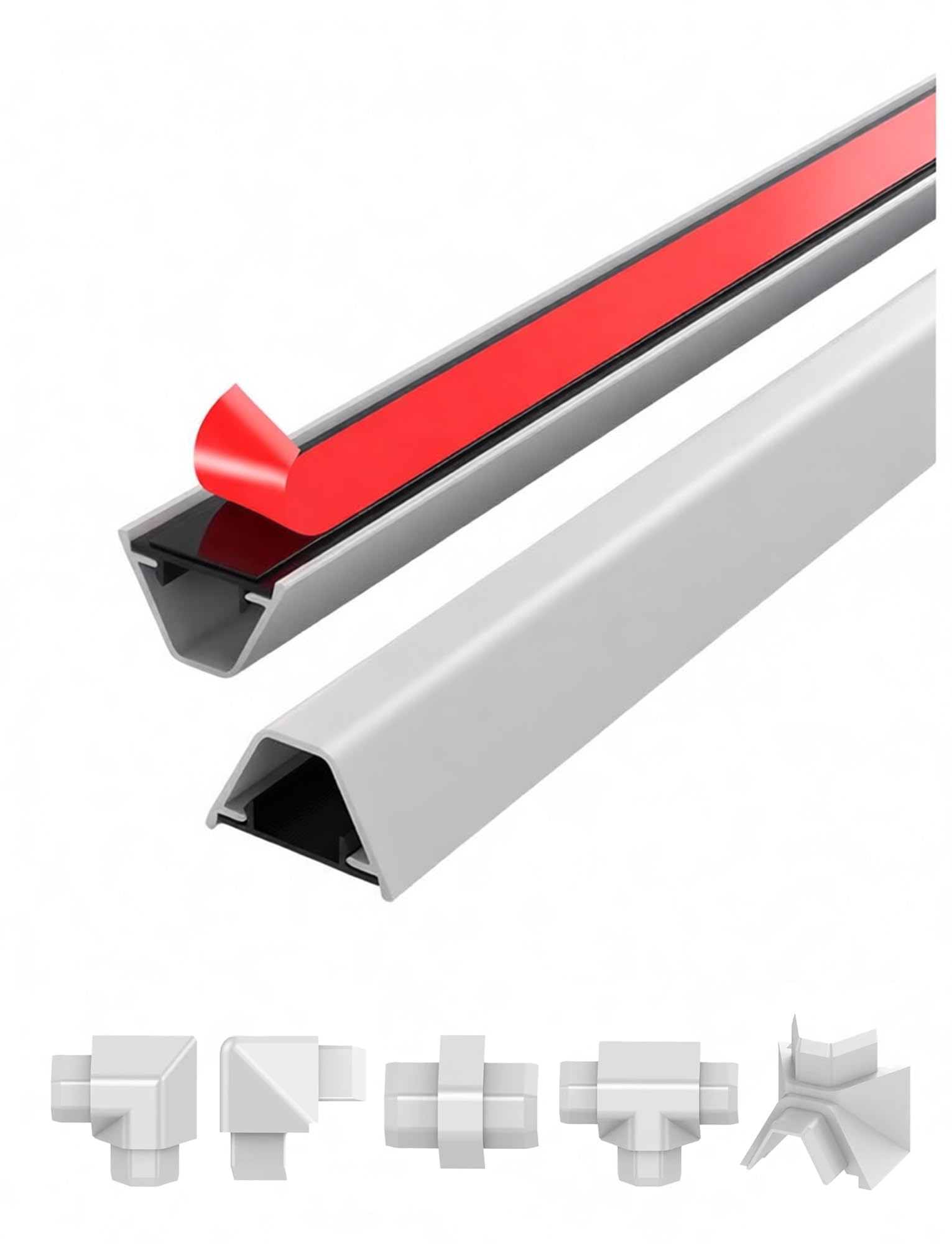 Cache-cordon en aluminium pour mur, cache-câbles auto-adhésif – 1,5 cm de large, peut être peint
