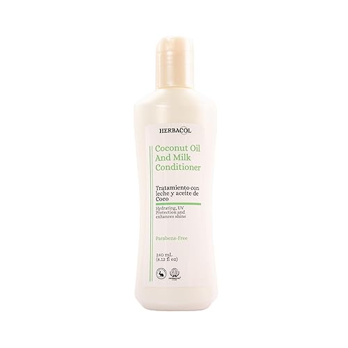 Herbacol Acondicionador de aceite de coco y leche  Acondicionador natural  Restaura el cabello dañado y seco  8.12 onzas líquidas