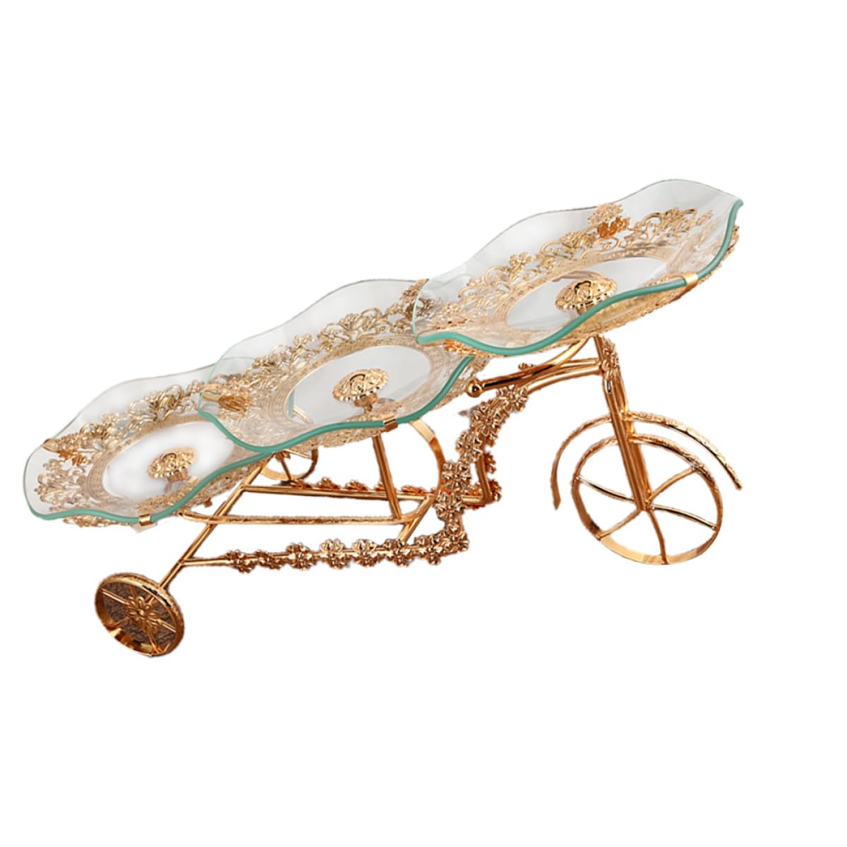 KLerDH Dessert Stand, European Style Tempered Glass Fruit Plate with Iron Rack - gant Dessert