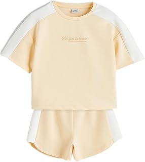 LC واكيكي تي شيرت وشورت ناعم الملمس برقبة دائرية ضيقة للبنات
