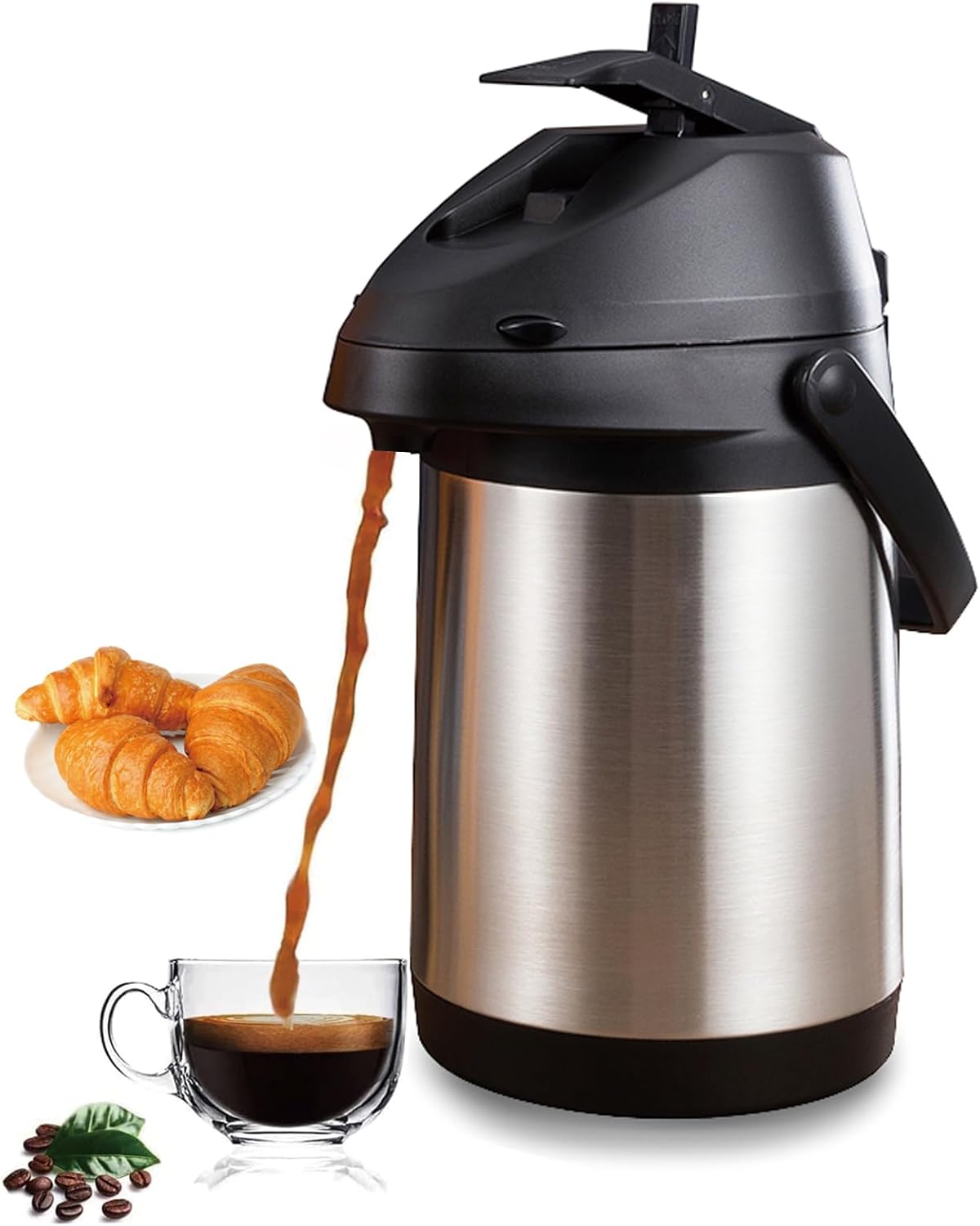101 Oz Coffee Carafe Dispenser with Pump Hot Drink Dispenser,Airpot Coffee Carafe with Pump, Double-wall Insulated Thermal Beverage Dispenser for Hot Drinks Water Tea Chocolate