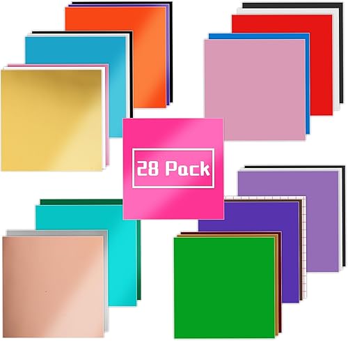 Miniatura 7 de IModeur Paquete de 100 vinilos adhesivos permanentes para Cricut, 12 x 12 pulgadas, 44 hojas de vinilo de colores surtidos (metálico, brillante y