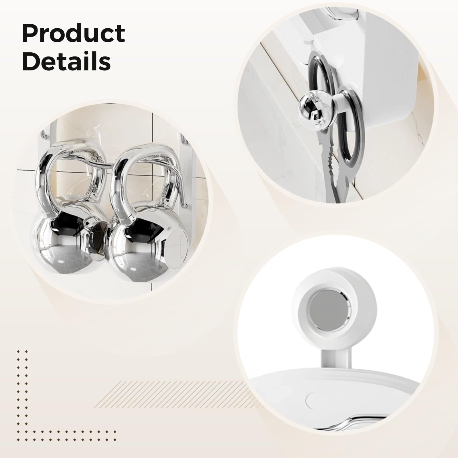 2-Tier Pot Lid Organizer with Wall-Mounted Suction Hook, Space-Saving Cooking Utensil Storage, White