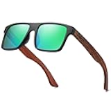 Wood Frame Square Polarized Sunglasses for Men Women UV400 Protection Wooden Sun Glasses D833