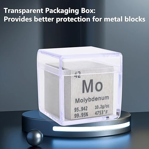 Miniatura 4 de Cubo de molibdeno de metal puro de alta densidad, cubo grabado con láser para colección de elementos, material de laboratorio, tabla periódica de