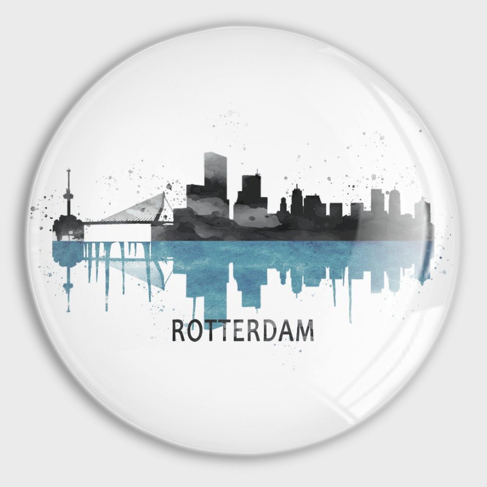 Magnets puissants pour réfrigérateur : lot de 4 aimants en verre Rotterdam anti-glissement