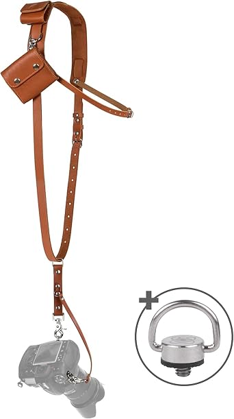 C Coiro Leather Camera Strap Crossbody for DSLR, Mirrorless Secure Dual Mount, Quick Release for Professional Photography