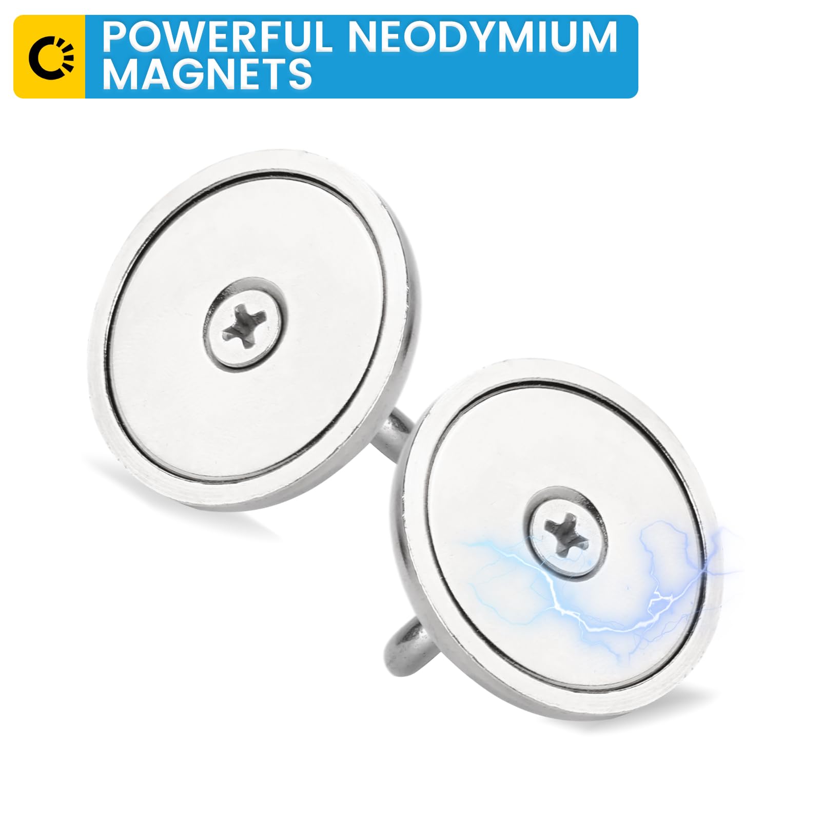 BEST CHOICE MAGNETS Ganchos magnéticos, 45 kg, ganchos magnéticos resistentes con perno de agujero avellanado, perfectos para el hogar, cocina, lugar de trabajo, oficina y garaje, paquete de 10