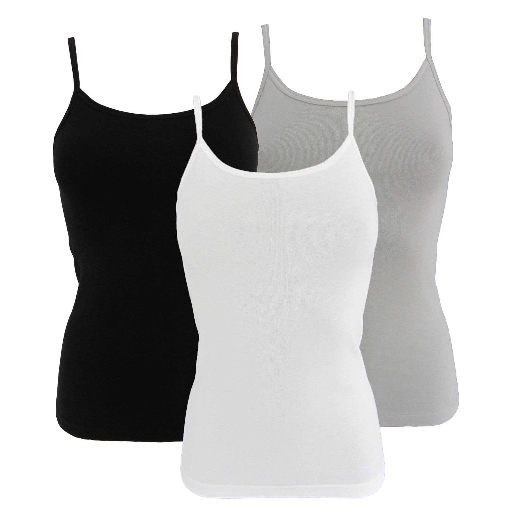 HERMKO 1560 3er Pack Damen Träger Top - 100% Bio-Baumwolle, Unterhemd in Feinripp-Qualität - Weich, Strapazierfähig & Vielseitig für jeden Look, Farbe:Mix w/s/g, Größe:44/46 (L)