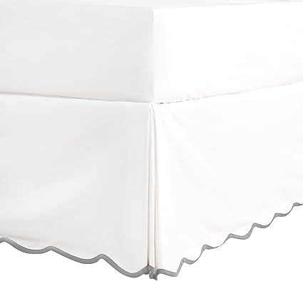 HIG Off White Chic King Bed Skirt - Easy Fit Scallop Edge Pleated Bedskirts, 14 Inch Drop Anti-Slip Dust Ruffle, Thick Fabric for Enhanced Privacy, Pre-Washed for Long-Lasting Use(N60022)
