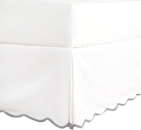 HIG Off White Chic King Bed Skirt - Easy Fit Scallop Edge Pleated Bedskirts, 14 Inch Drop Anti-Slip Dust Ruffle, Thick Fabric for Enhanced Privacy, Pre-Washed for Long-Lasting Use(N60022)