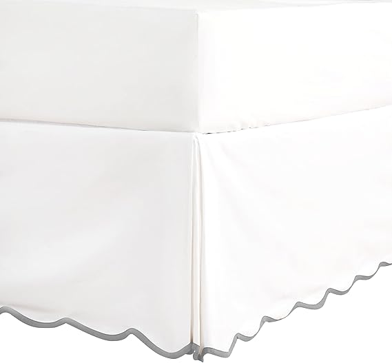 HIG Off White Chic King Bed Skirt - Easy Fit Scallop Edge Pleated Bedskirts, 14 Inch Drop Anti-Slip Dust Ruffle, Thick Fabric for Enhanced Privacy, Pre-Washed for Long-Lasting Use(N60022)