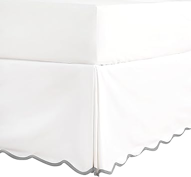 HIG Off White Chic King Bed Skirt - Easy Fit Scallop Edge Pleated Bedskirts, 14 Inch Drop Anti-Slip Dust Ruffle, Thick Fabric for Enhanced Privacy, Pre-Washed for Long-Lasting Use(N60022)