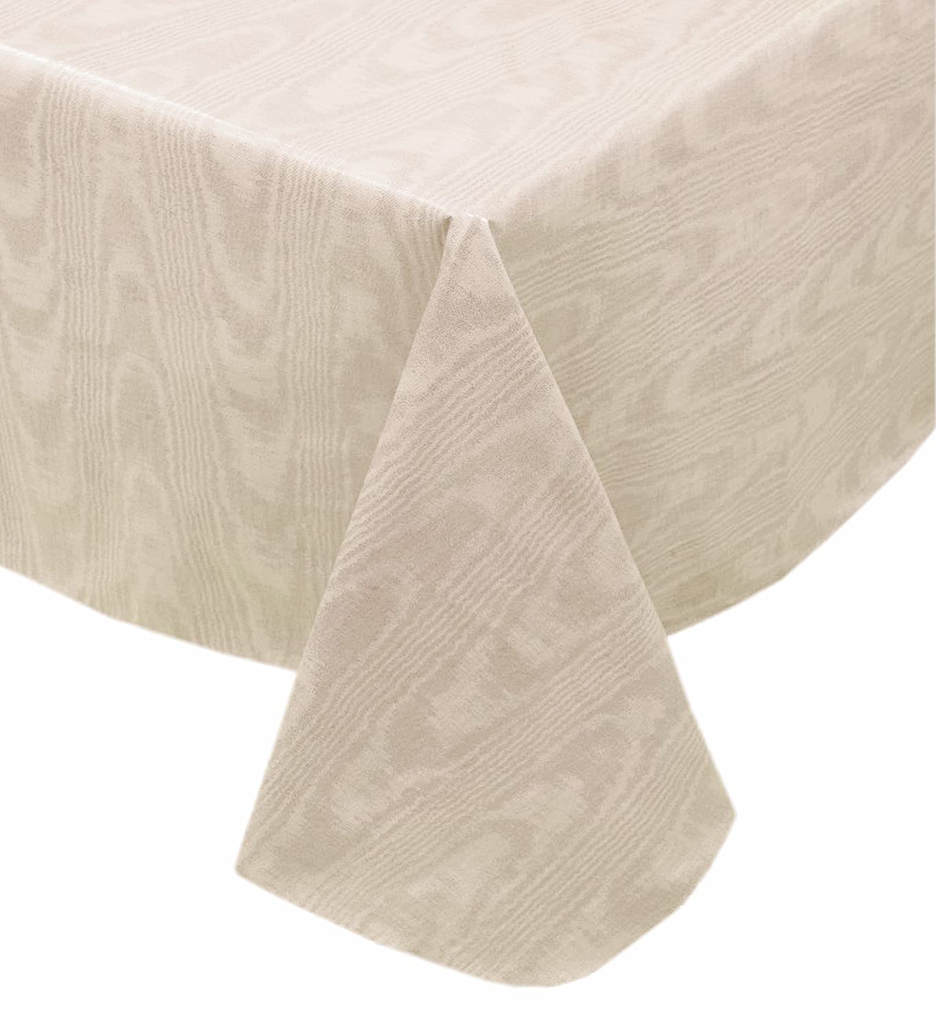NewbridgeTaupe Moire Wavy Solid Color Print Heavy Weight Vinyl Flannel Backed Tablecloth, Indoor/Outdoor Vinyl Tablecloth with Flannel Backing, 60” x 102” Oblong/Rectangle