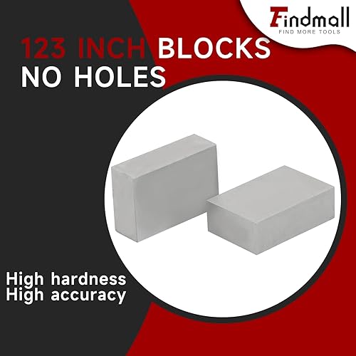 Miniatura 7 de findmall 1 par de bloques de 2 x 3 pulgadas, sin agujeros, acero endurecido, precisión, maquinista de tierra, 123 bloques de configuración para