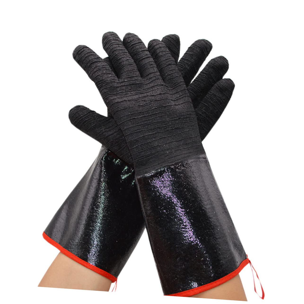 Veemoon Guanti da Forno Protezione Polso Contro Scottature Impermeabili Resistenti al Calore in Neoprene Riutilizzabili Neri per Cucina e Barbecue