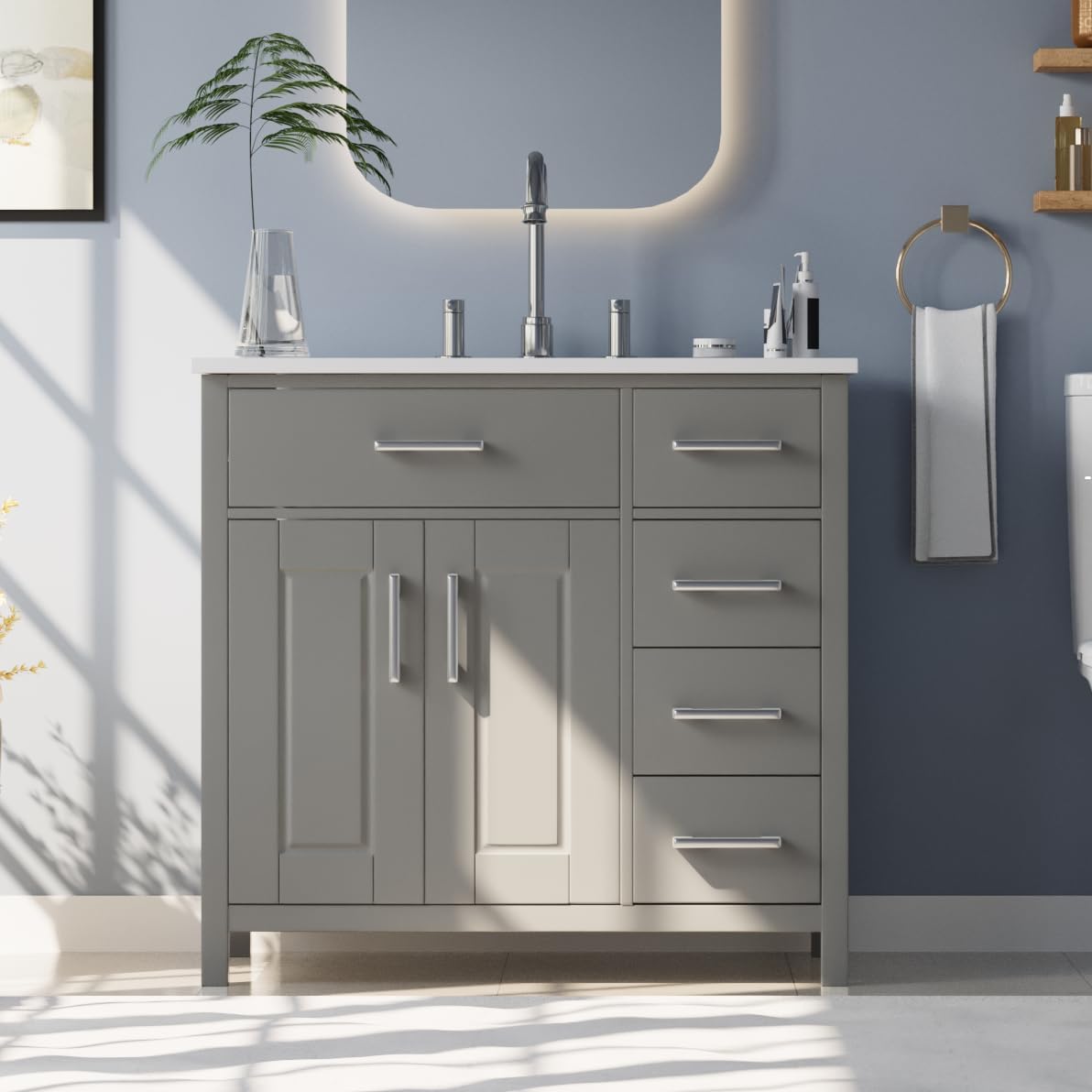 Amazon.com: AMERLIFE 36" Bathroom Vanity with Sink Combo, Modern Undermount Small Single ...