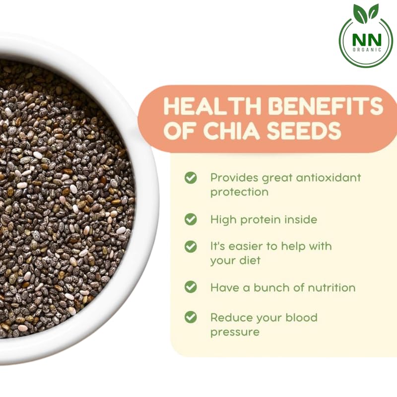 Image of Chia Seeds - Seeds for Weight Management | Rich in Calcium, Protein & Fibre | Beat the Heat | 100% Clean ChiaSeeds for Eating | Antioxidant Rich Seed | NNorganic