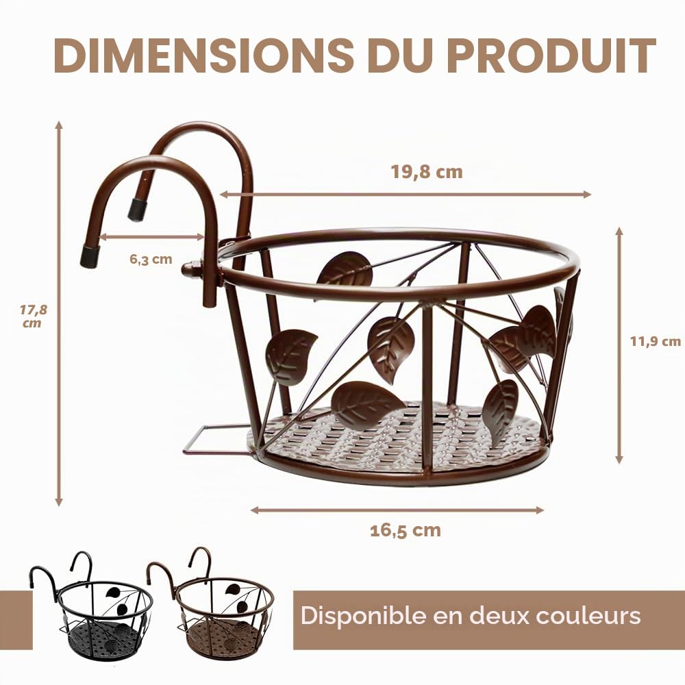 Paniers de Fleurs à Suspendre en Fer forgé pour la Maison, Les balcons, Produits en Fer pour Plantes cultivées à la Maison (Noir)